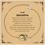 To My Grandpa Gifts, Inspirational Grandpa Sunflower Bracelet, Sentimental Birthday Christmas Unique Gifts For Grandpa Behind you, all your memories, before you, all your dreams, around you, all who love you, within you, all you need
