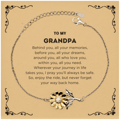 To My Grandpa Gifts, Inspirational Grandpa Sunflower Bracelet, Sentimental Birthday Christmas Unique Gifts For Grandpa Behind you, all your memories, before you, all your dreams, around you, all who love you, within you, all you need - Mallard Moon Gift Shop