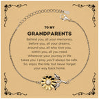 To My Grandparents Gifts, Inspirational Grandparents Sunflower Bracelet, Sentimental Birthday Christmas Unique Gifts For Grandparents Behind you, all your memories, before you, all your dreams, around you, all who love you, within you, all you need