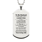 To My Husband You Are My Best Friend, My Soulmate, My Everything Engraved Silver Dog Tag Necklace Anniversary Birthday Valentine Gift