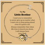 To My Little Brother Gifts, Never give up no matter what, Inspirational Little Brother Sunflower Bracelet, Encouragement Birthday Christmas Unique Gifts For Little Brother