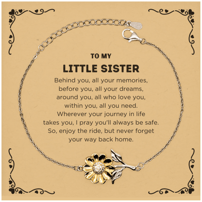 To My Little Sister Gifts, Inspirational Little Sister Sunflower Bracelet, Sentimental Birthday Christmas Unique Gifts For Little Sister Behind you, all your memories, before you, all your dreams, around you, all who love you, within you, all you need - Mallard Moon Gift Shop