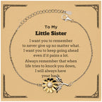To My Little Sister Gifts, Never give up no matter what, Inspirational Little Sister Sunflower Bracelet, Encouragement Birthday Christmas Unique Gifts For Little Sister