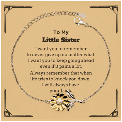 To My Little Sister Gifts, Never give up no matter what, Inspirational Little Sister Sunflower Bracelet, Encouragement Birthday Christmas Unique Gifts For Little Sister - Mallard Moon Gift Shop