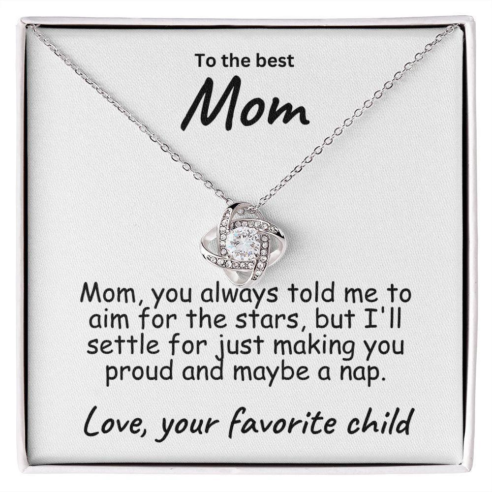 To My Mom Aim for the Stars Love Knot Necklace