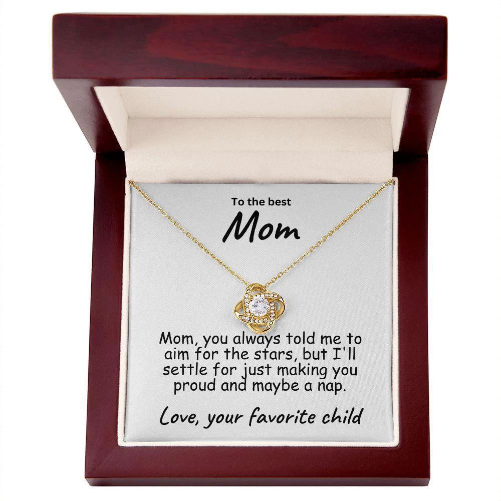 To My Mom Aim for the Stars Love Knot Necklace