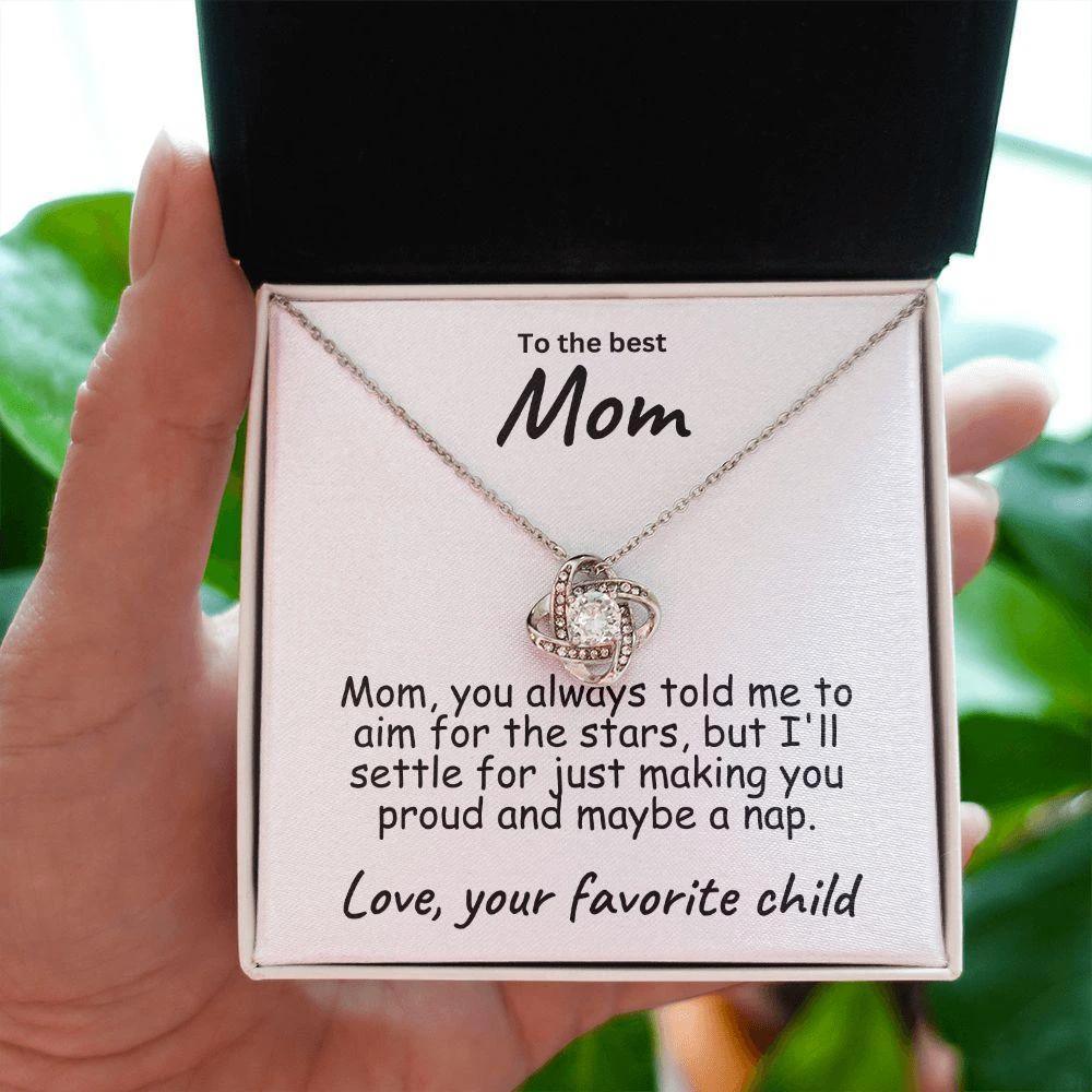 To My Mom Aim for the Stars Love Knot Necklace