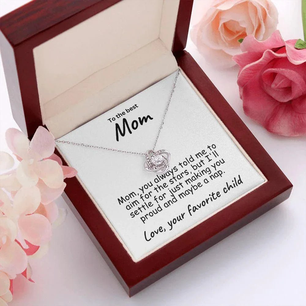 To My Mom Aim for the Stars Love Knot Necklace
