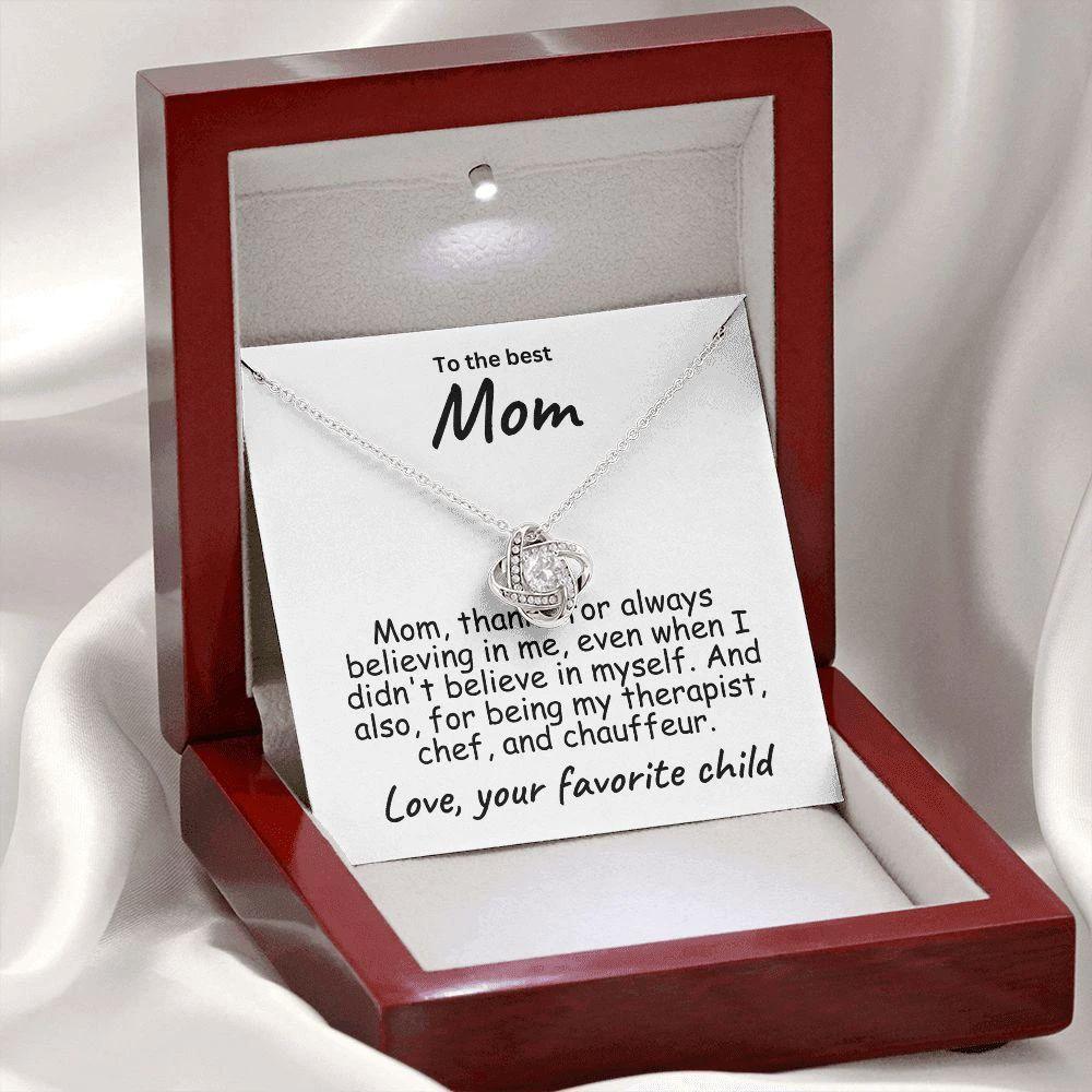 To My Mom Believing in Me Love Knot Necklace