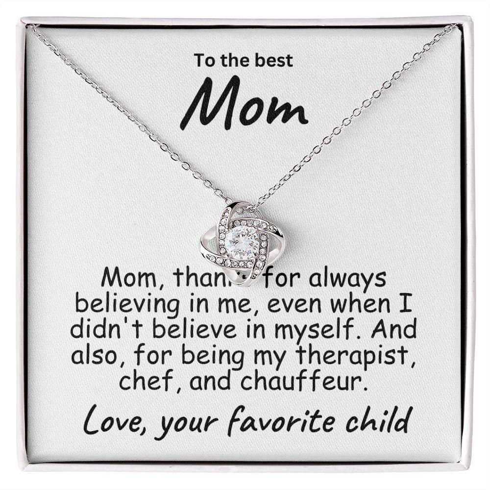 To My Mom Believing in Me Love Knot Necklace