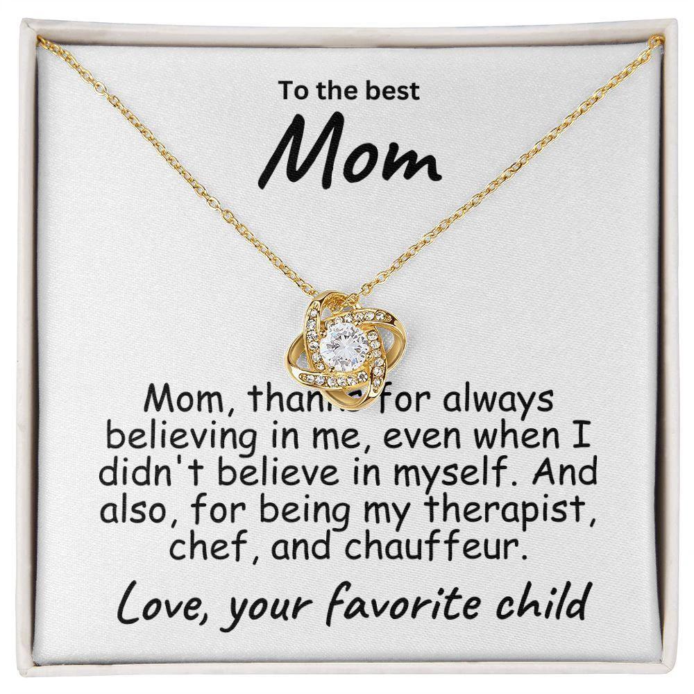 To My Mom Believing in Me Love Knot Necklace