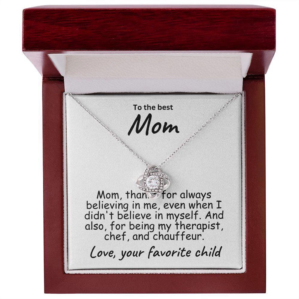 To My Mom Believing in Me Love Knot Necklace