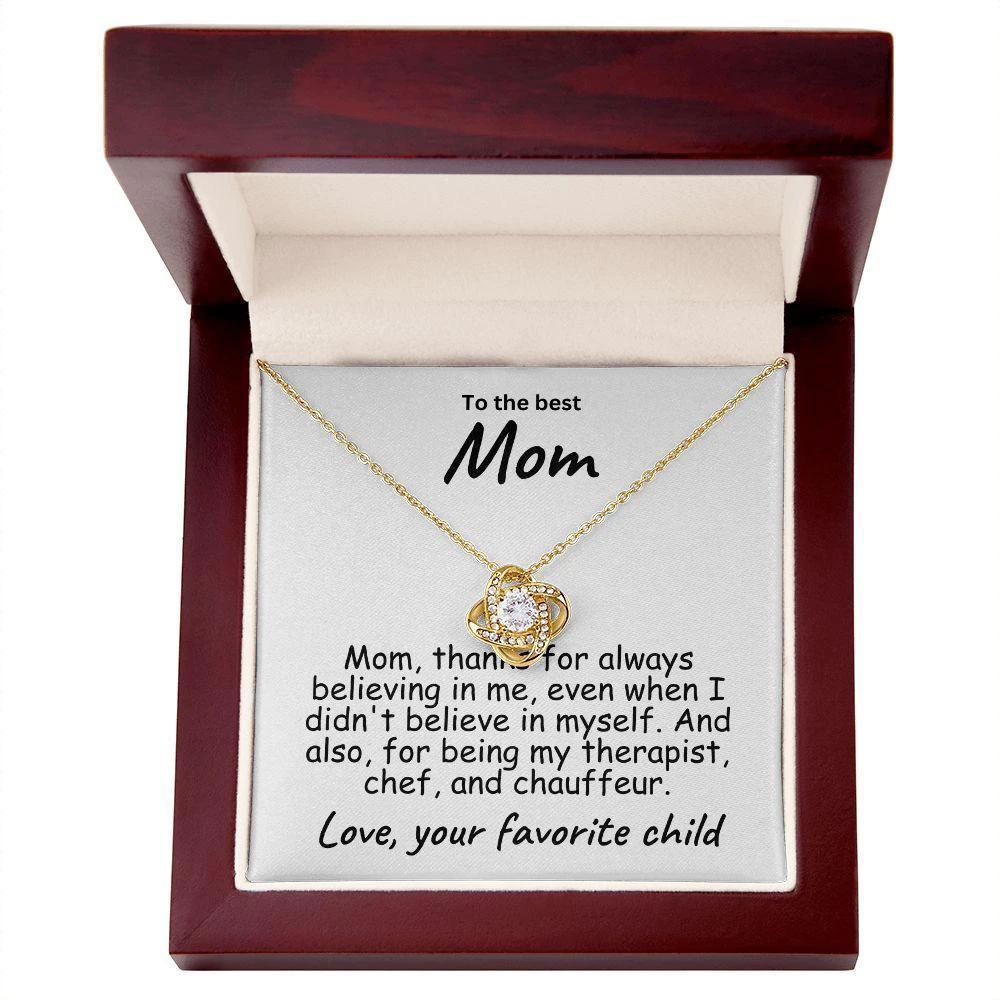 To My Mom Believing in Me Love Knot Necklace