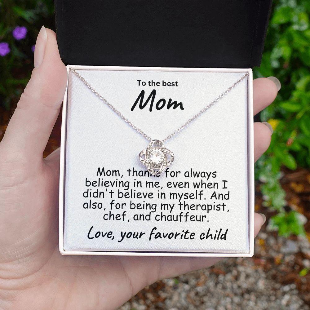 To My Mom Believing in Me Love Knot Necklace