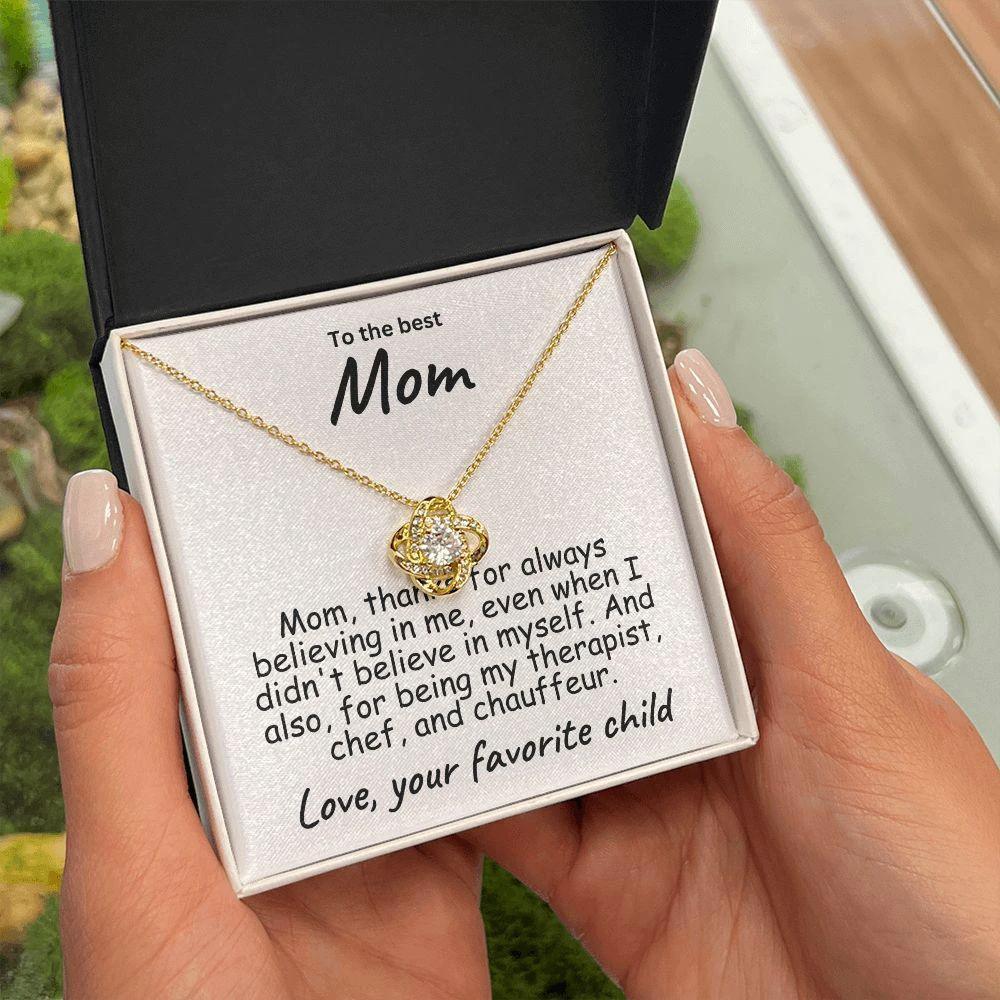 To My Mom Believing in Me Love Knot Necklace