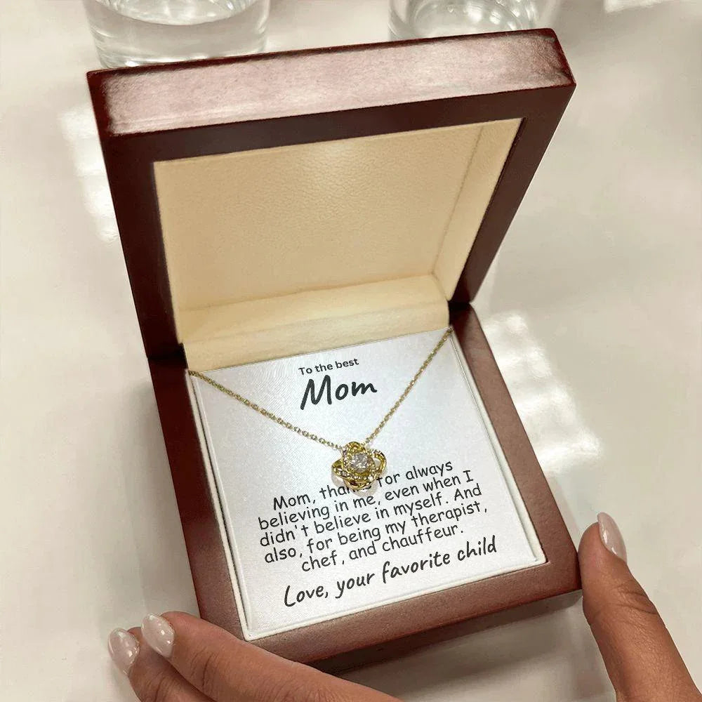 To My Mom Believing in Me Love Knot Necklace
