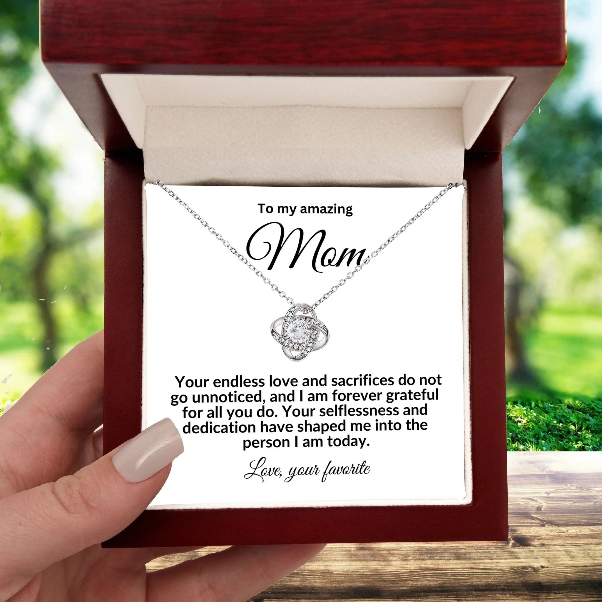 To My Mom Forever Grateful Love Knot Necklace