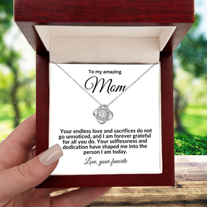 To My Mom Forever Grateful Love Knot Necklace - Mallard Moon Gift Shop