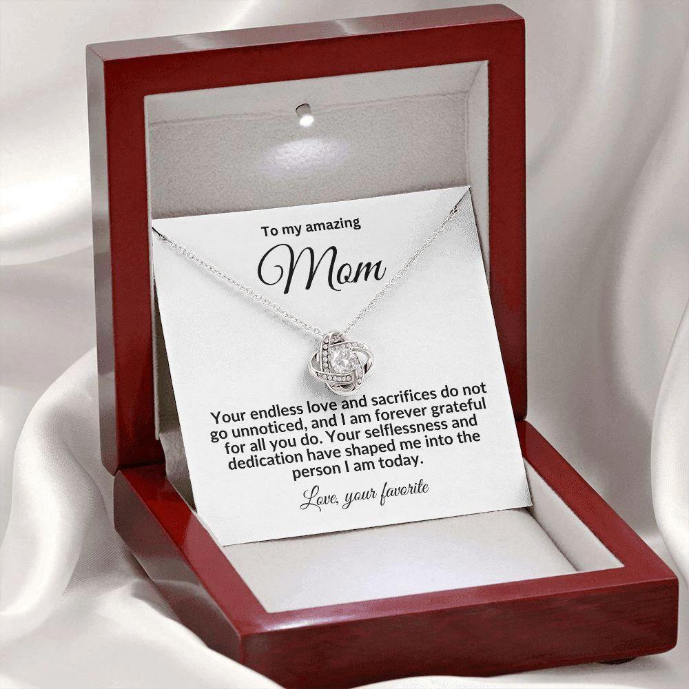 To My Mom Forever Grateful Love Knot Necklace
