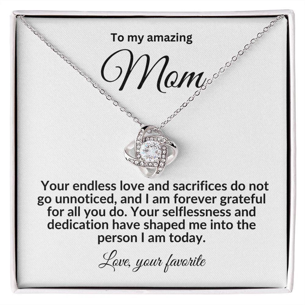 To My Mom Forever Grateful Love Knot Necklace