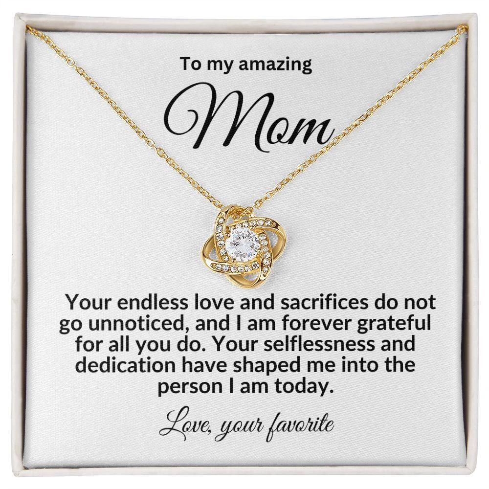 To My Mom Forever Grateful Love Knot Necklace