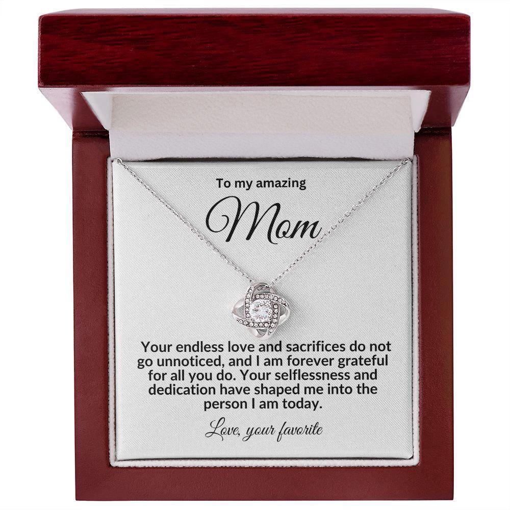 To My Mom Forever Grateful Love Knot Necklace
