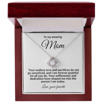 To My Mom Forever Grateful Love Knot Necklace - Mallard Moon Gift Shop