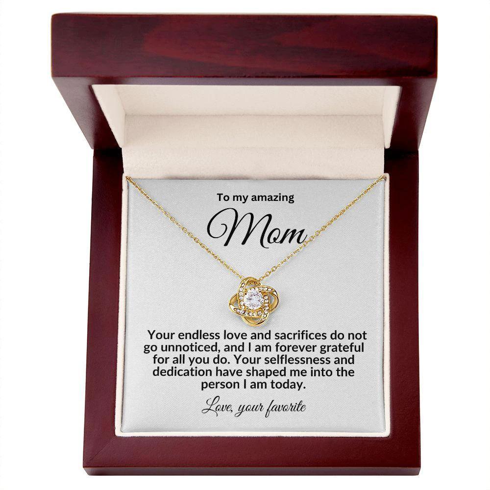 To My Mom Forever Grateful Love Knot Necklace