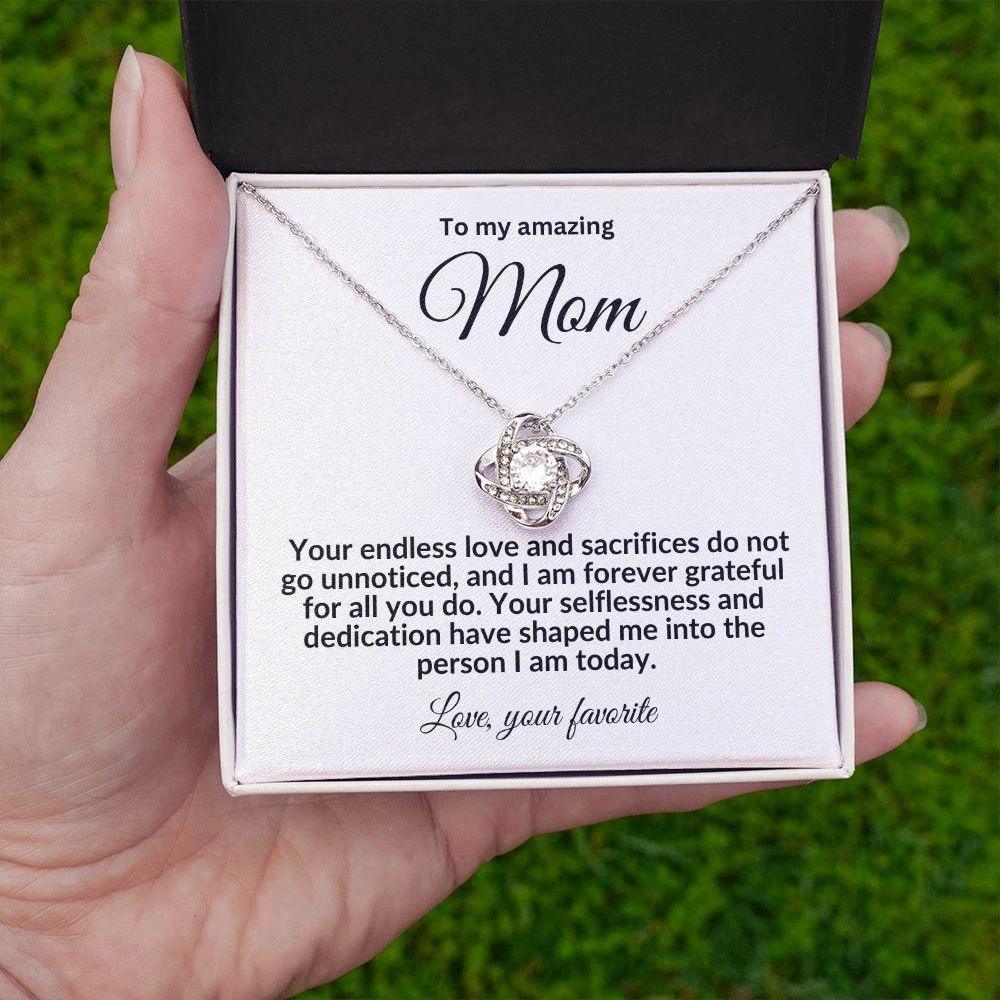 To My Mom Forever Grateful Love Knot Necklace