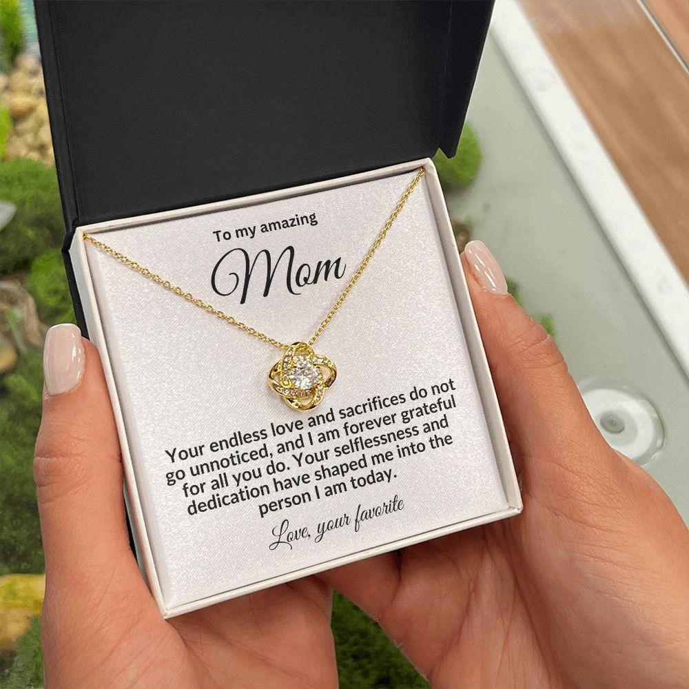 To My Mom Forever Grateful Love Knot Necklace