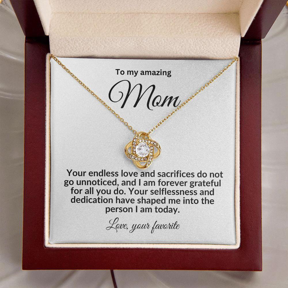 To My Mom Forever Grateful Love Knot Necklace