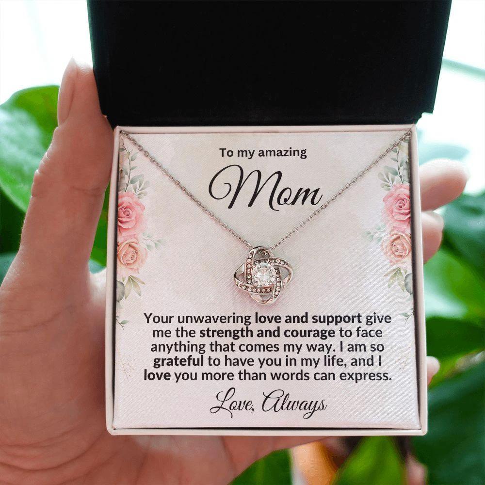 To My Mom I'm Grateful Love Knot Necklace
