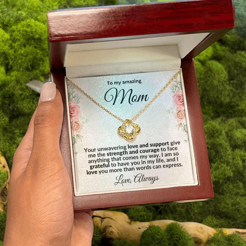 To My Mom I'm Grateful Love Knot Necklace