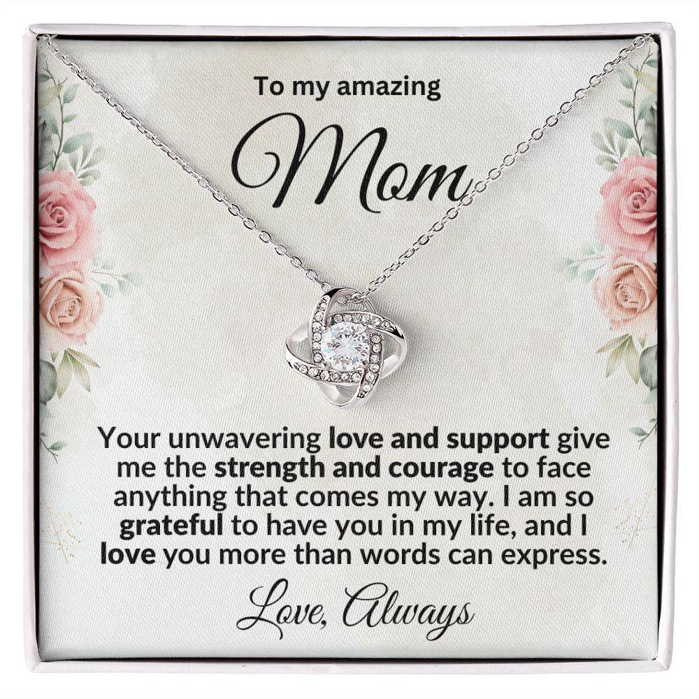 To My Mom I'm Grateful Love Knot Necklace
