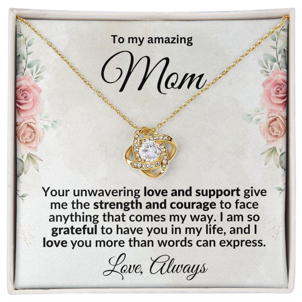 To My Mom I'm Grateful Love Knot Necklace