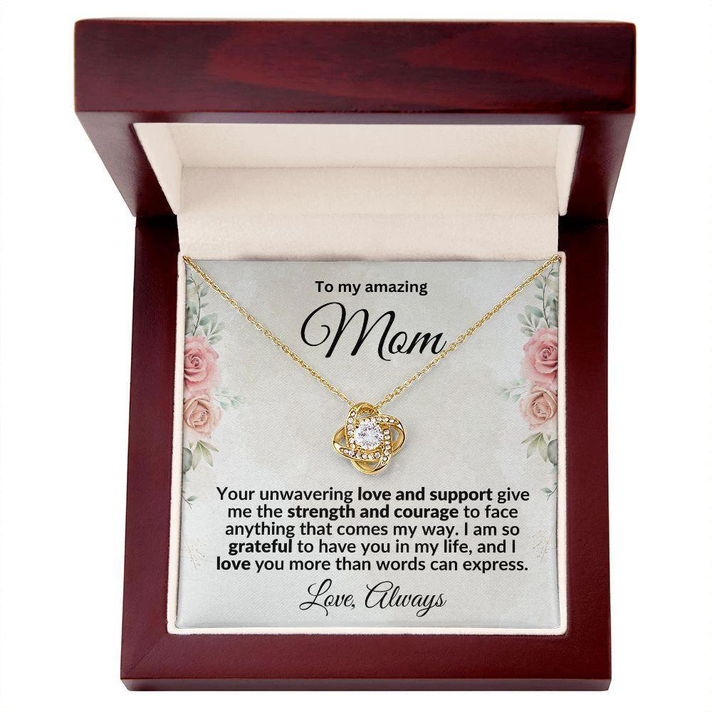 To My Mom I'm Grateful Love Knot Necklace