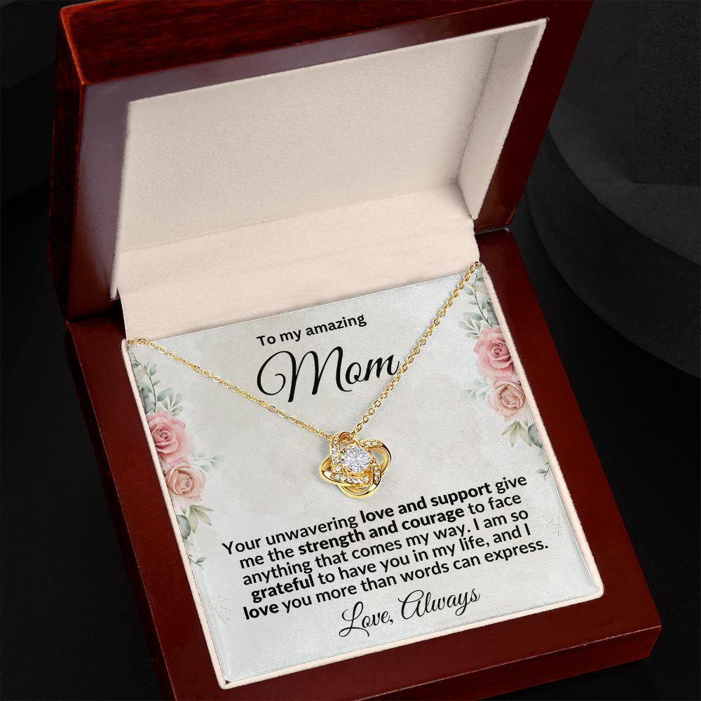 To My Mom I'm Grateful Love Knot Necklace
