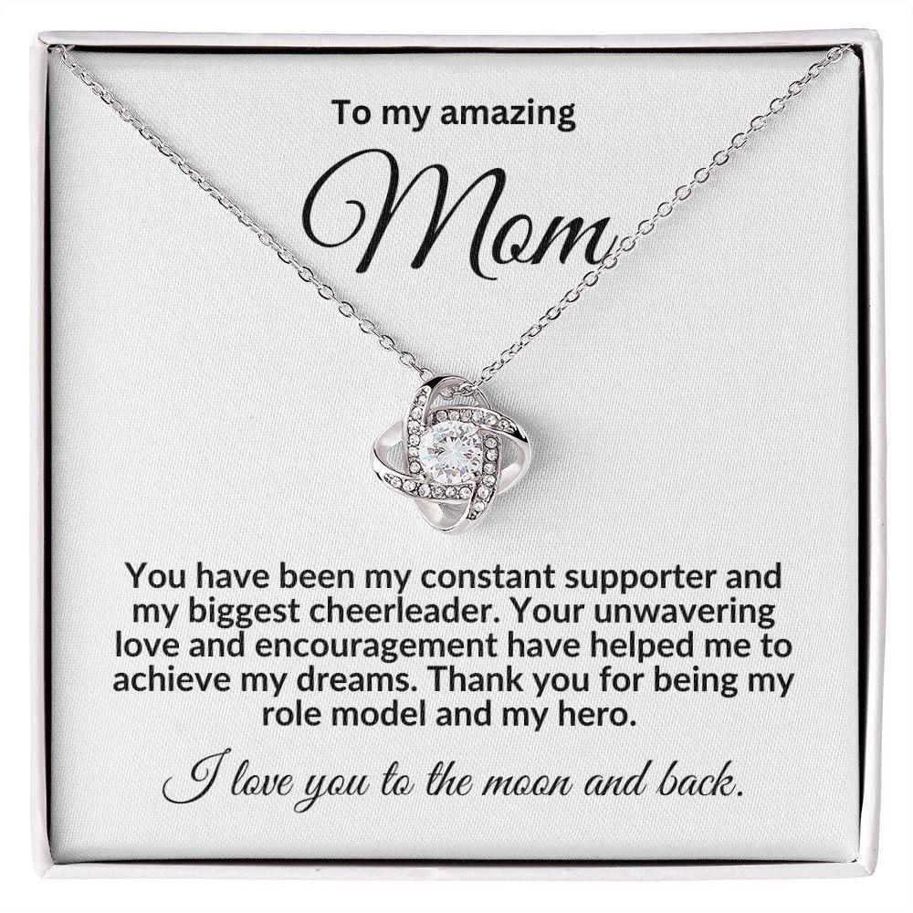 To My Mom My Biggest Cheerleader Love Knot Necklace