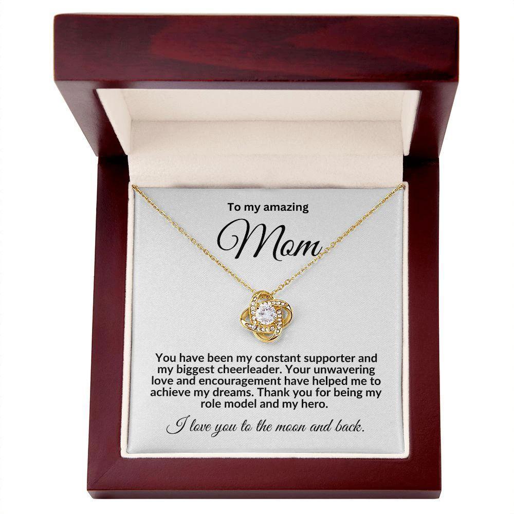 To My Mom My Biggest Cheerleader Love Knot Necklace