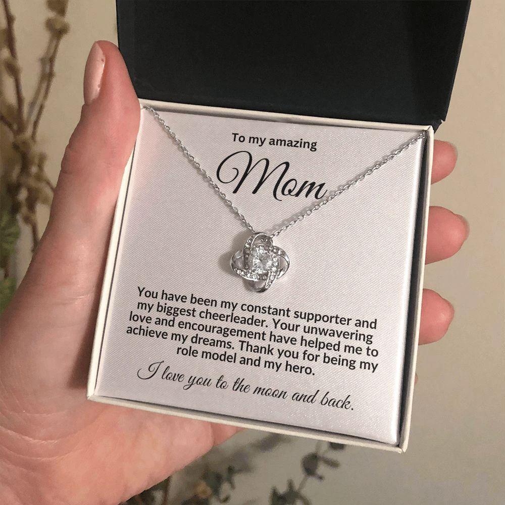 To My Mom My Biggest Cheerleader Love Knot Necklace