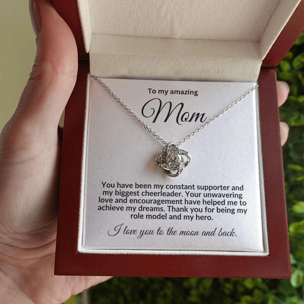 To My Mom My Biggest Cheerleader Love Knot Necklace