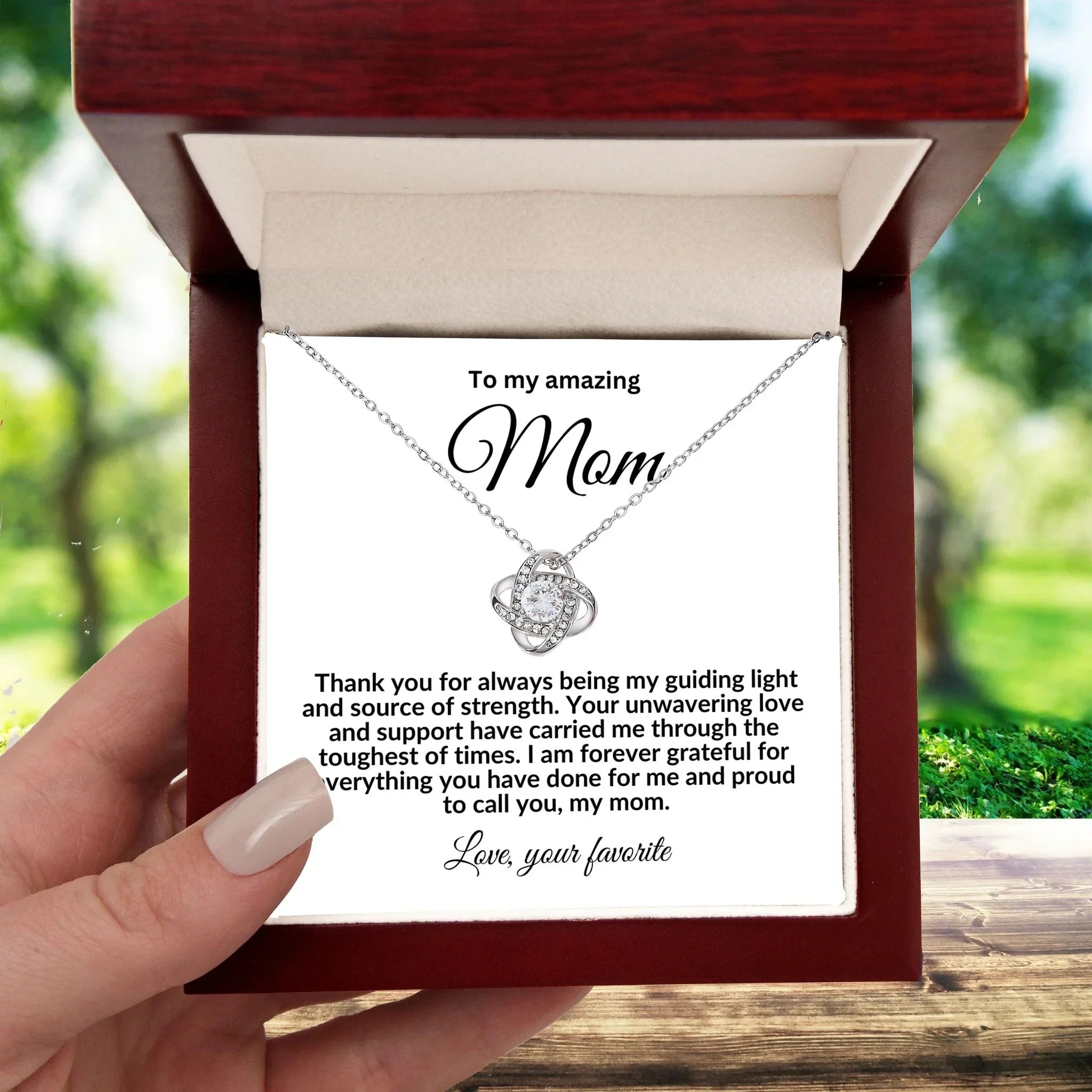 To My Mom My Guiding Light Love Knot Necklace