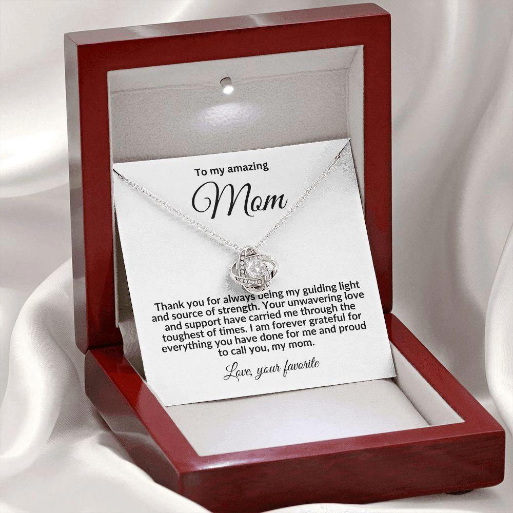 To My Mom My Guiding Light Love Knot Necklace