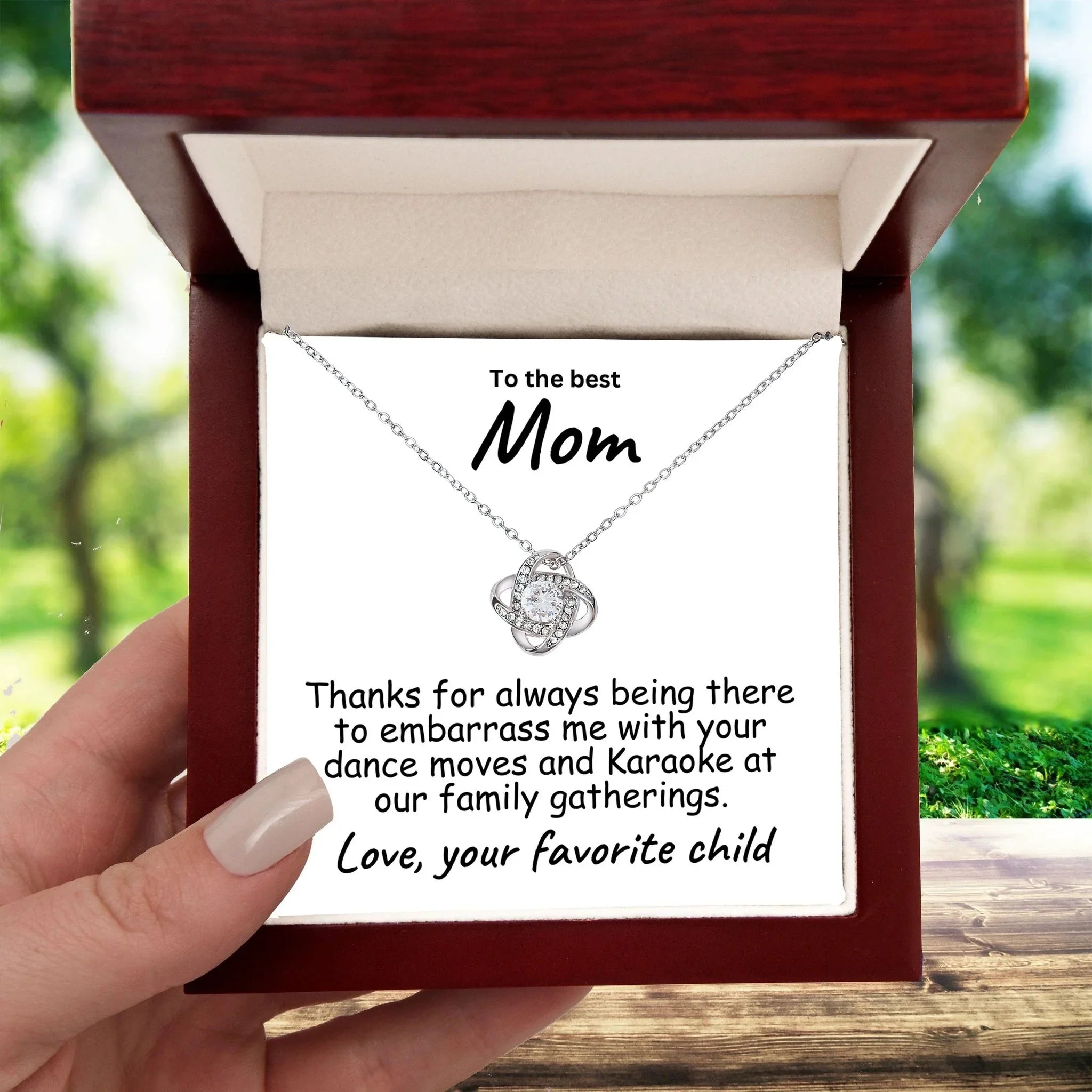 To My Mom - Thanks for always Being There - Love Knot Necklace