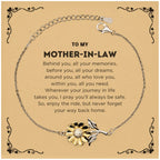 To My Mother-In-Law Gifts, Inspirational Mother-In-Law Sunflower Bracelet, Sentimental Birthday Christmas Unique Gifts For Mother-In-Law Behind you, all your memories, before you, all your dreams, around you, all who love you, within you, all you need