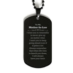 To My Mother-In-Law Gifts, Never give up no matter what, Inspirational Mother-In-Law Black Dog Tag, Encouragement Birthday Christmas Unique Gifts For Mother-In-Law