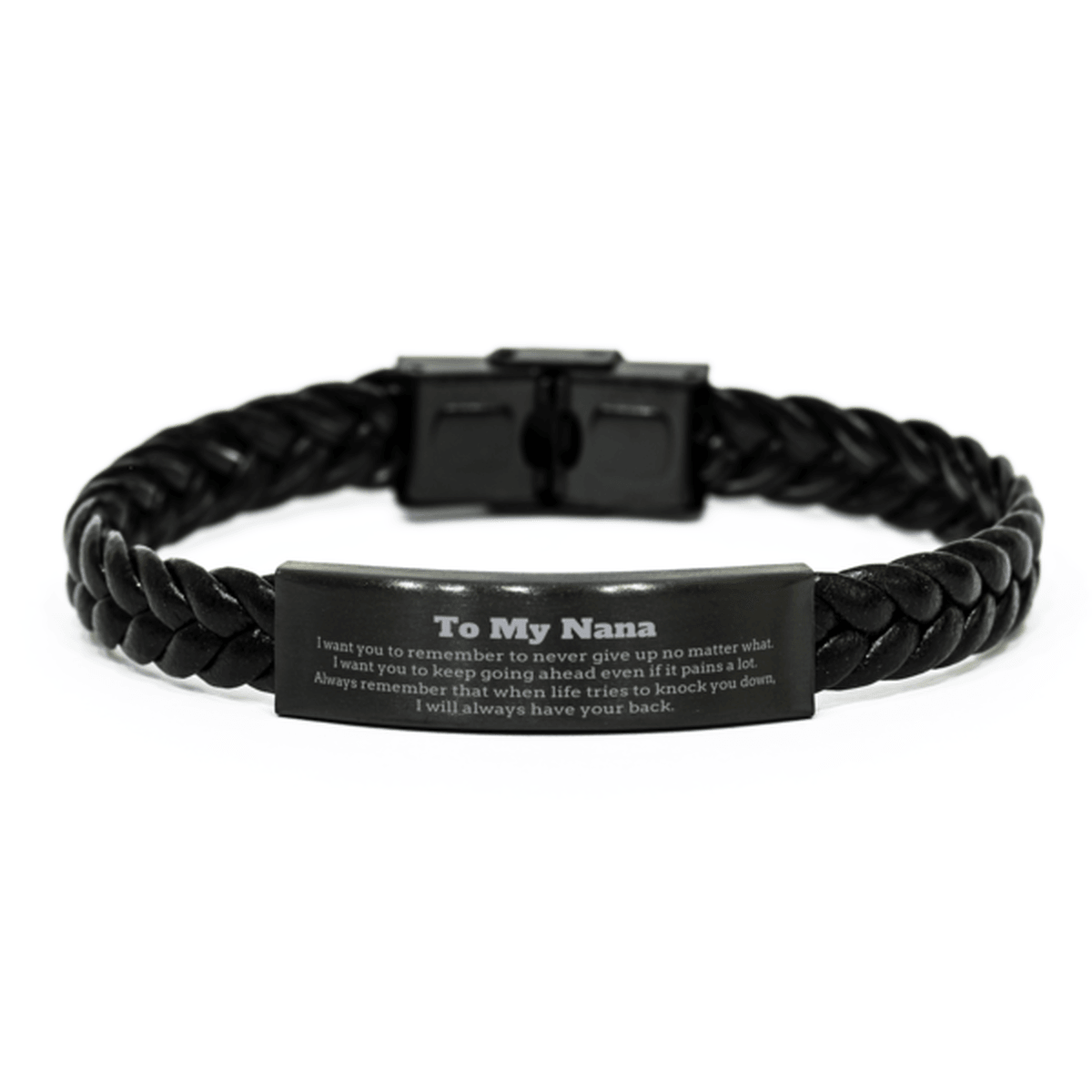 To My Nana Gifts, Never give up no matter what, Inspirational Nana Braided Leather Bracelet, Encouragement Birthday Christmas Unique Gifts For Nana - Mallard Moon Gift Shop