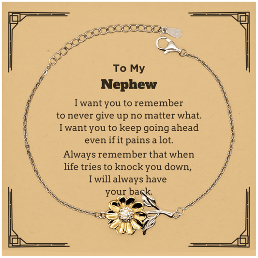 To My Nephew Gifts, Never give up no matter what, Inspirational Nephew Sunflower Bracelet, Encouragement Birthday Christmas Unique Gifts For Nephew - Mallard Moon Gift Shop