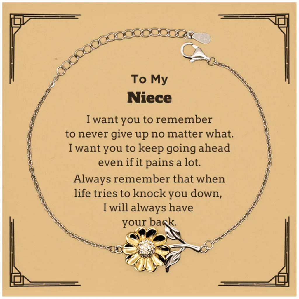 To My Niece Gifts, Never give up no matter what, Inspirational Niece Sunflower Bracelet, Encouragement Birthday Christmas Unique Gifts For Niece