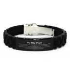 To My Papa Gifts, Never give up no matter what, Inspirational Papa Black Glidelock Clasp Bracelet, Encouragement Birthday Christmas Unique Gifts For Papa